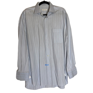 Ermenegildo Zegna Blue, Gray and White‎ Striped Dress Shirt Size 16"